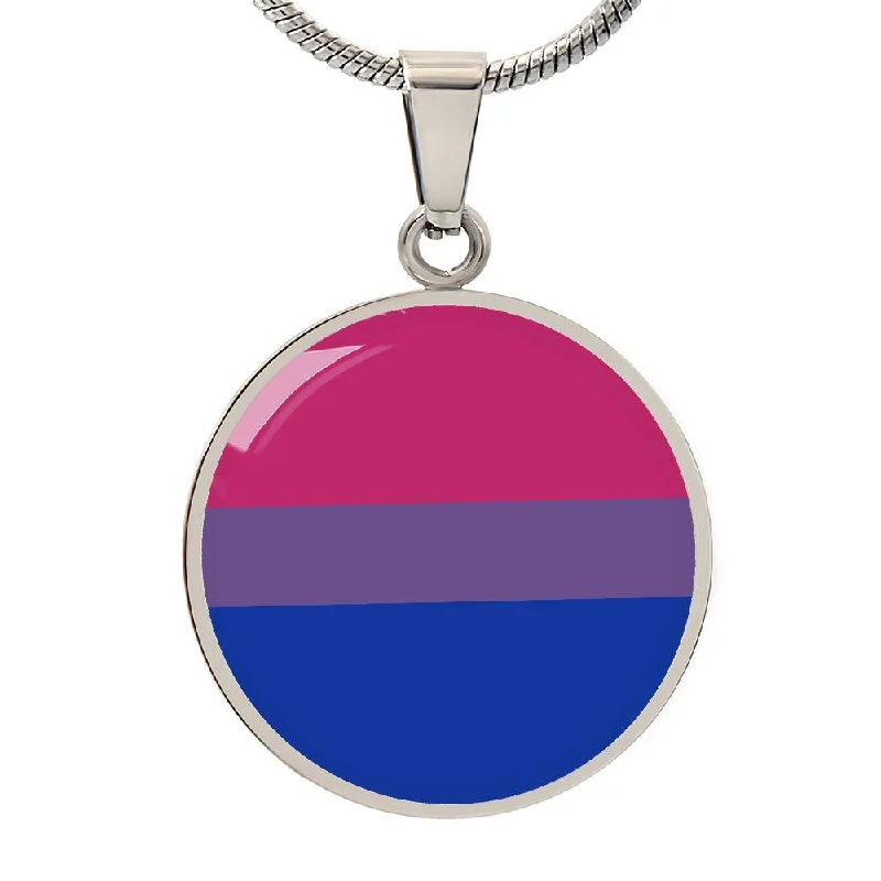 Bisexual Bi Pride Circle Pendant Necklace