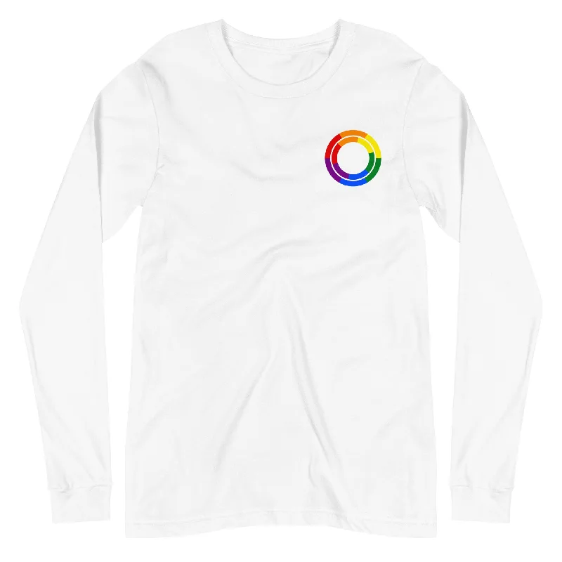 Affordable graphic tees for youth pride groups--Gay Pride Double Rainbow Circles LGBTQ+ Unisex Long Sleeve T-Shirt Affordable graphic tees for youth pride groups--Gay Pride Double Rainbow Circles LGBTQ+ Unisex Long Sleeve T-Shirt