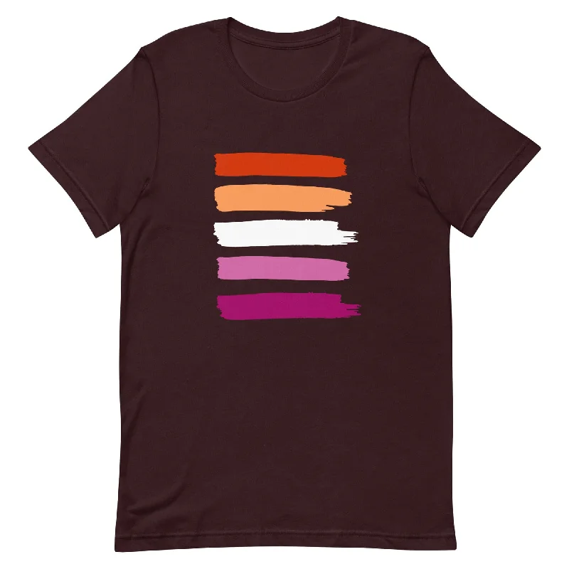 Lesbian Pride T-Shirt - Paint Stripes
