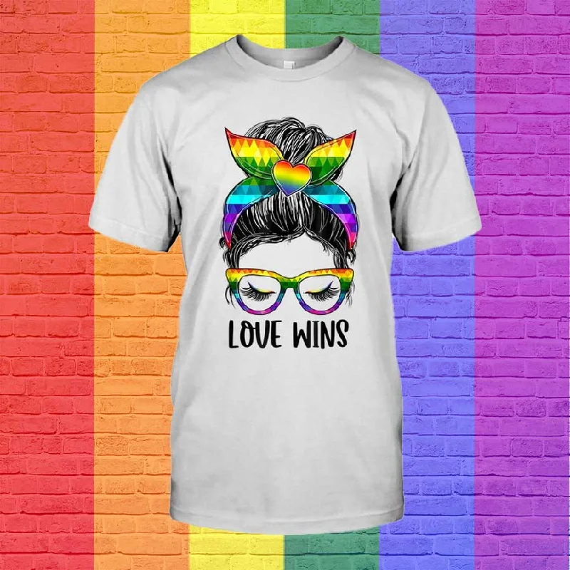 Lesbian Couple Shirts, Love Wins Messy Bun Rainbow Lgbt Gay Pride Lgbt T Shirt, Funny Lesbian Gifts Lesbian Couple Shirts, Love Wins Messy Bun Rainbow Lgbt Gay Pride Lgbt T Shirt, Funny Lesbian Gifts