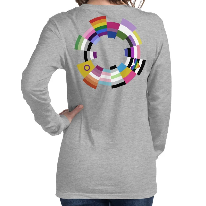 Soft breathable graphic tees for summer pride events--United Pride All Inclusive Flag Colors Faded Large Back Graphic LGBTQ+ Unisex Long Sleeve T-Shirt Soft breathable graphic tees for summer pride events--United Pride All Inclusive Flag Colors Faded Large Back Graphic LGBTQ+ Unisex Long Sleeve T-Shirt