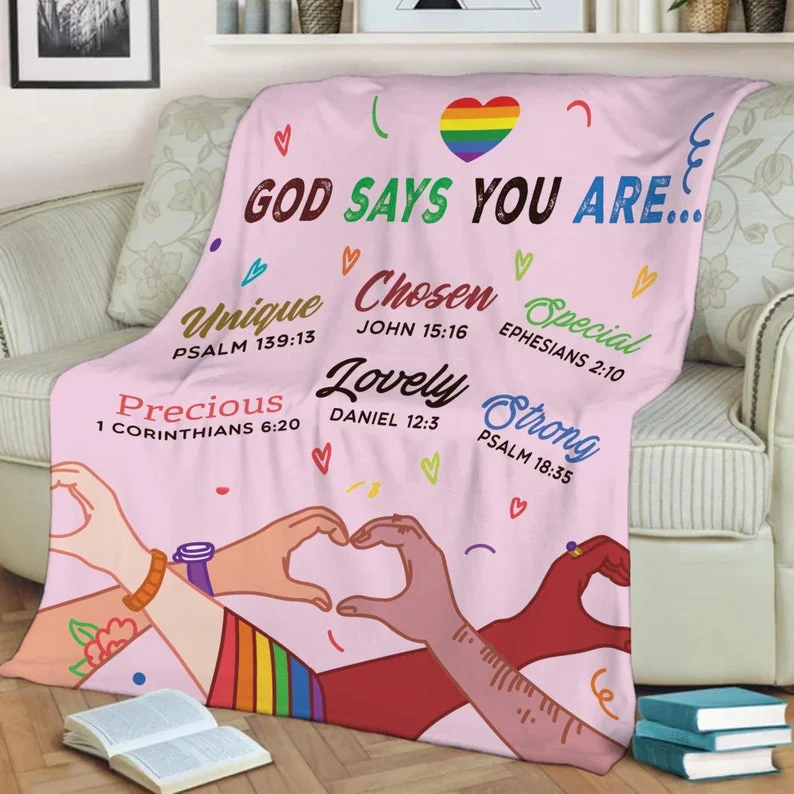Pride Blanket God Say You Are, Support Lgbt Blanket, Pride Month Gift For Lesbian, Gay Man Pride Blanket God Say You Are, Support Lgbt Blanket, Pride Month Gift For Lesbian, Gay Man