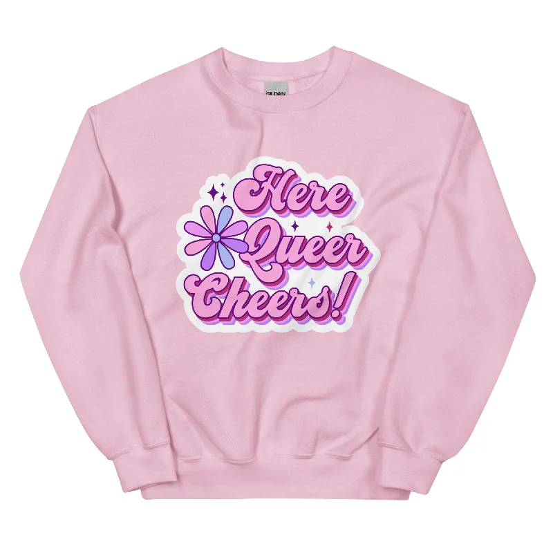 Pride hoodies with glitter and sparkle accents--Here Queer Cheers! Unisex Sweat Shirt Pride hoodies with glitter and sparkle accents--Here Queer Cheers! Unisex Sweat Shirt