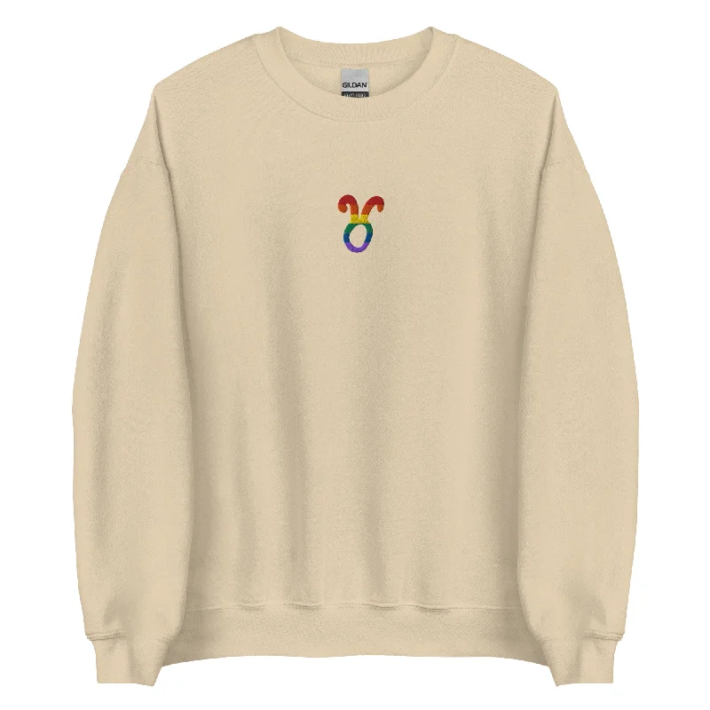 Gender-neutral sweatshirts for pride lovers--Taurus Rainbow Embroidered Unisex Sweatshirt Gender-neutral sweatshirts for pride lovers--Taurus Rainbow Embroidered Unisex Sweatshirt