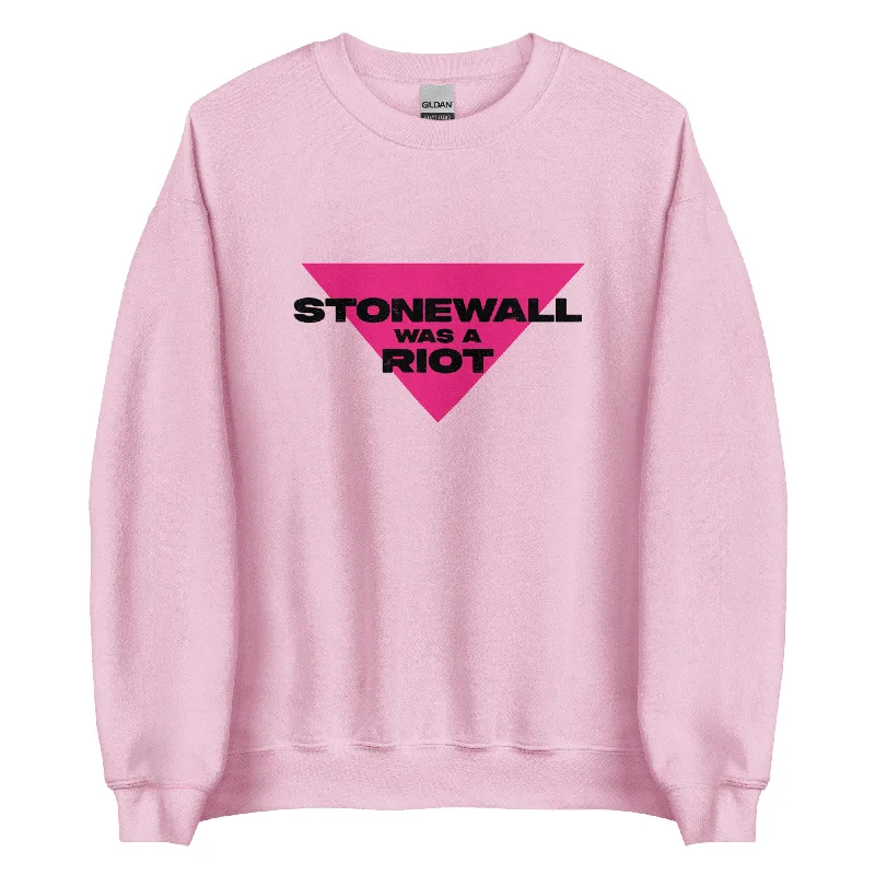 Cozy sweatshirts with pride flag colors--Stonewall Was A Riot Pink Triangle Unisex Sweatshirt Cozy sweatshirts with pride flag colors--Stonewall Was A Riot Pink Triangle Unisex Sweatshirt