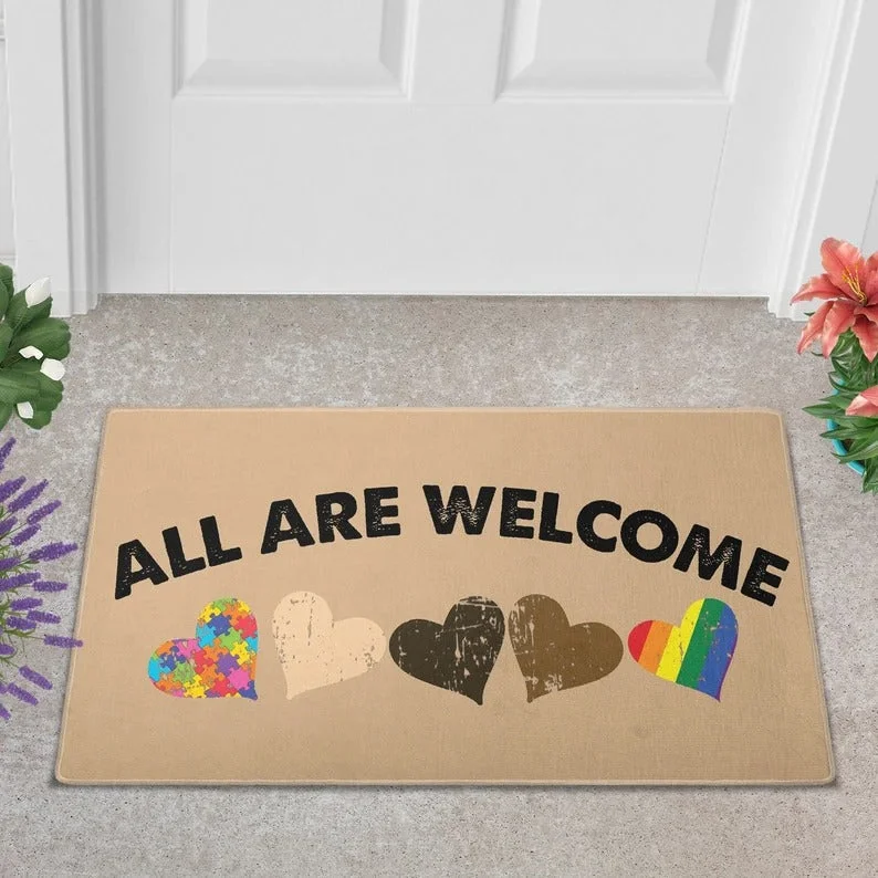 Gay Pride Doormat, All Are Welcome Doormat, Welcome Mat, Black Pride, Black Freedom, Black Lives Doormat Gay Pride Doormat, All Are Welcome Doormat, Welcome Mat, Black Pride, Black Freedom, Black Lives Doormat