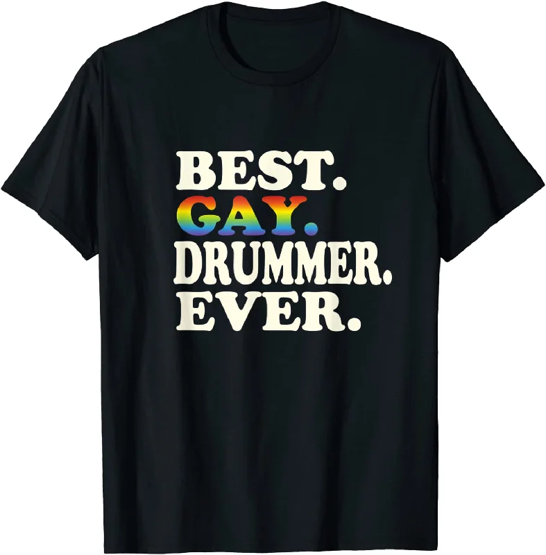Gay Drummer T Shirt, LGBTQ Pride Barcode Rainbow Flag Style Concert Premium T-Shirt