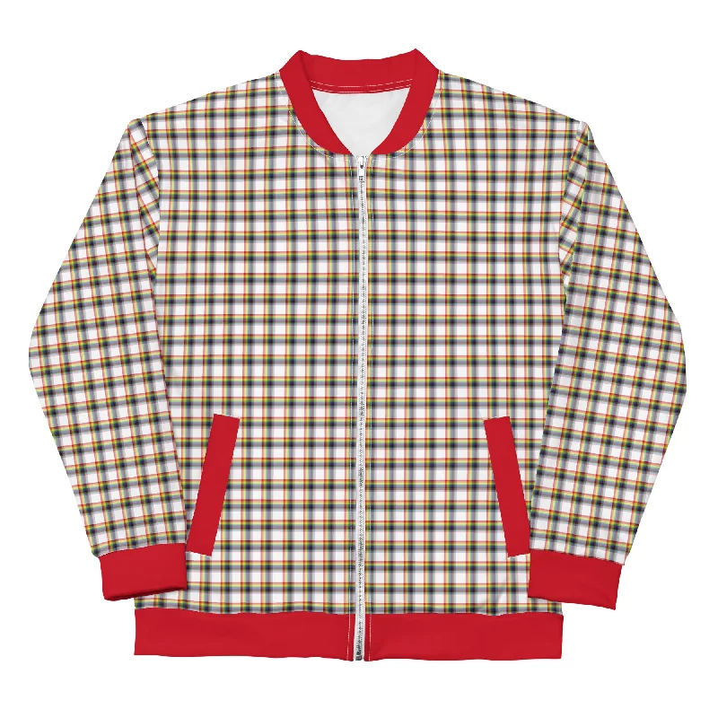 LGBTQ Progress Pride Bomber Jacket Coat - Plaid