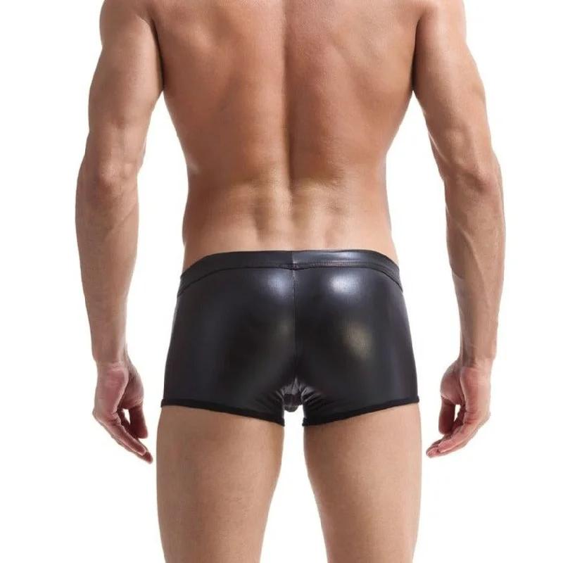 Kinky Transparent Mesh Pouch Leather Boxers