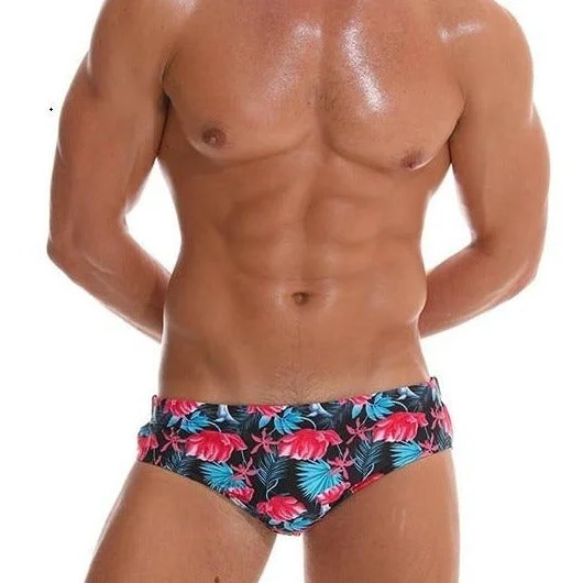 Men's Pink Floral Swim Briefs