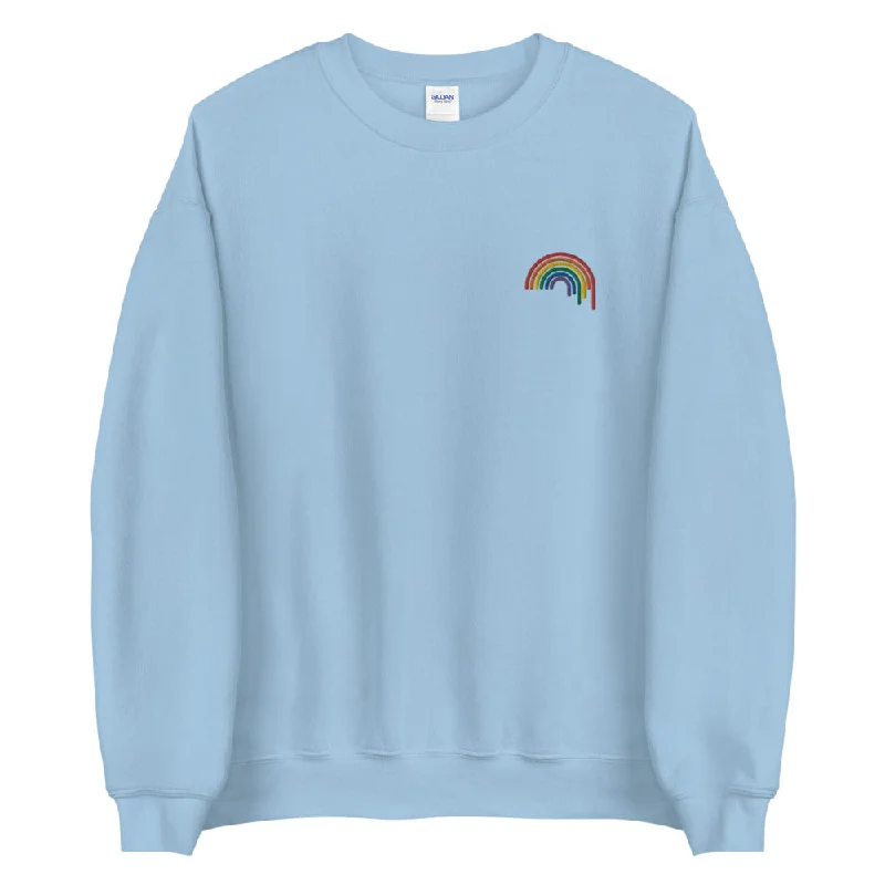 Affordable pride sweatshirts for youth groups--Rainbow Drip Embroidered Unisex Sweatshirt Affordable pride sweatshirts for youth groups--Rainbow Drip Embroidered Unisex Sweatshirt