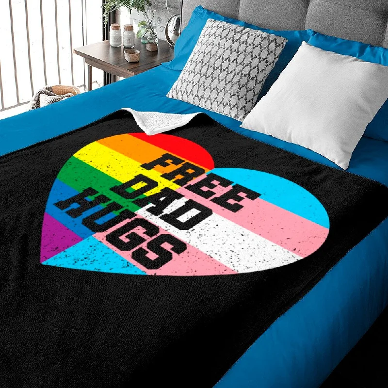 Free Dad Hugs Pride Lgbt Rainbow Blankets, Transgender Blanket, Gift For Trans Couple Free Dad Hugs Pride Lgbt Rainbow Blankets, Transgender Blanket, Gift For Trans Couple