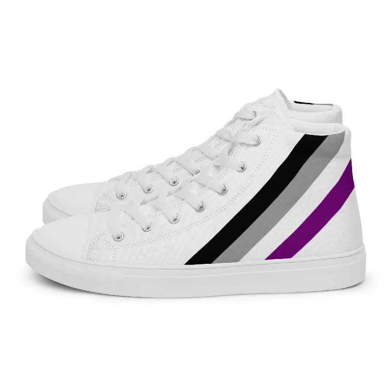 Asexual Diagonal Flag Colors LGBTQ+ Men's High Top Canvas Shoes