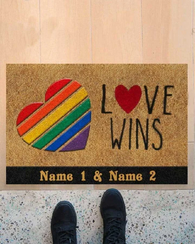 Personalized Welcome Outdoor Entrance Pride Lgbt Doormat, Rainbow Heart Pride Mat Decor, Love Win Lesbian Doormat Personalized Welcome Outdoor Entrance Pride Lgbt Doormat, Rainbow Heart Pride Mat Decor, Love Win Lesbian Doormat