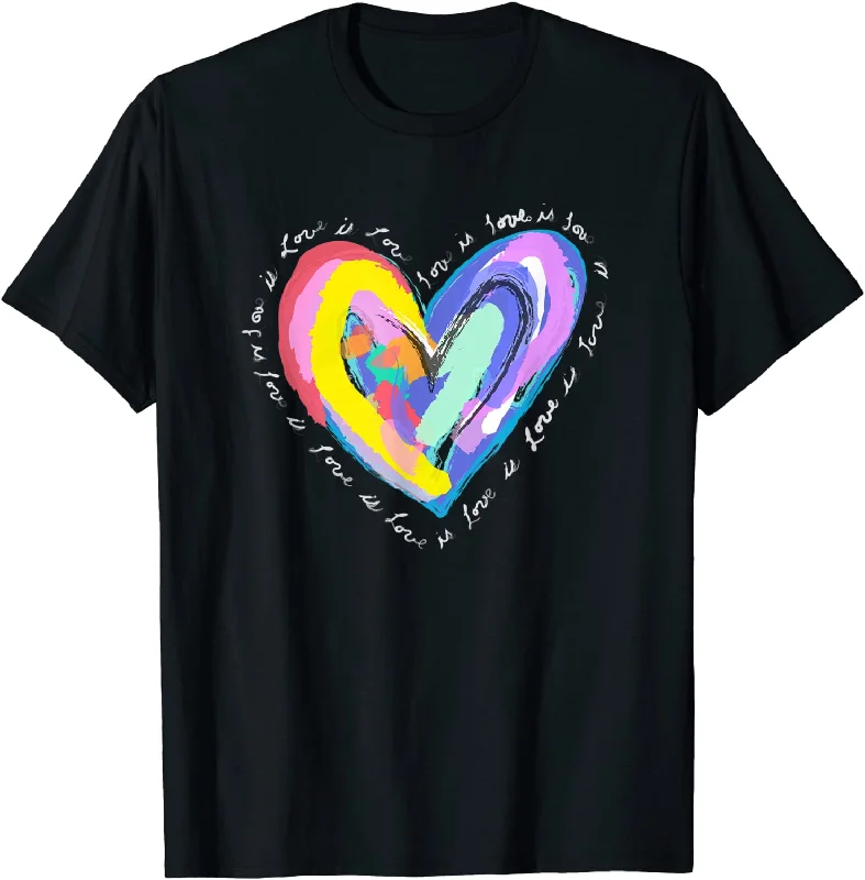 Awareness Rainbow Heart T-Shirt For LGBTQ, Love is Love Gay Pride