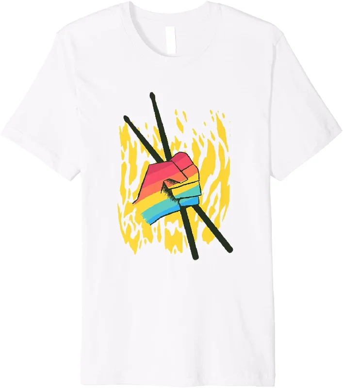 LGBT Drum Shirt, Sticks Drummer Gay T Shirt, Drumming Lesbian Premium T-Shirt
