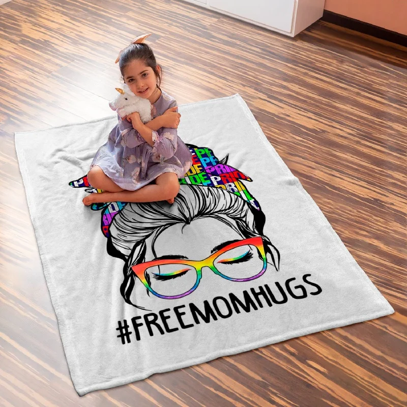 Pride Blankets For Lgbtq, Free Mom Hugs Messy Bun Lgbt Pride Rainbow Blanket, Bedding Decor Lgbtq Pride Blankets For Lgbtq, Free Mom Hugs Messy Bun Lgbt Pride Rainbow Blanket, Bedding Decor Lgbtq