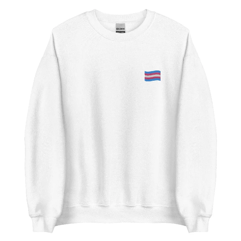 Hoodies with pan and bi pride flag colors--Trans Flag Embroidered Unisex Sweatshirt