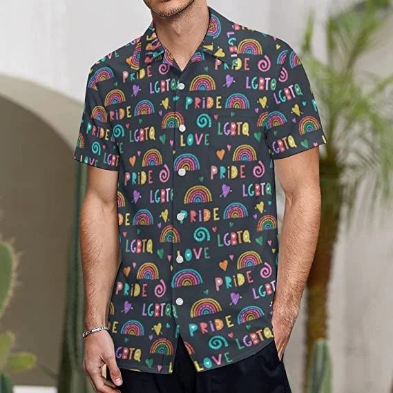 Rainbow Lgbt Print Summer Hawaiian Shirts Beach Shirts Gift, Lesbian Love Gifts, Love Is Love Rainbow Hawaii Shirt Rainbow Lgbt Print Summer Hawaiian Shirts Beach Shirts Gift, Lesbian Love Gifts, Love Is Love Rainbow Hawaii Shirt