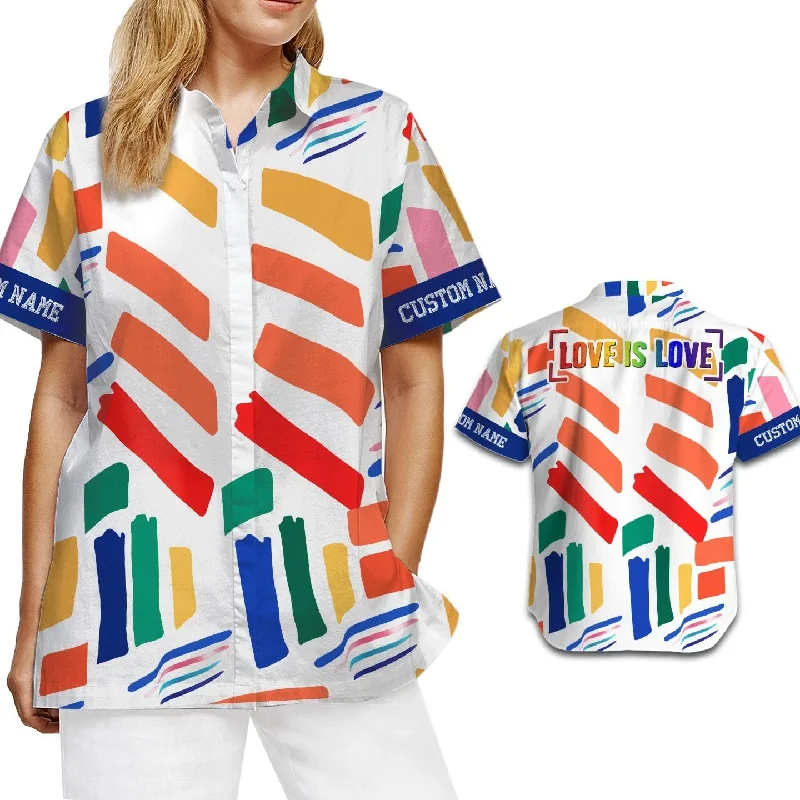 Affordable graphic tees with inclusive pronoun designs--Personalized Hawaiian Shirt With Name, Love Is Love Rainbow, Lgbt Gay Lesbian Transgender Hawaiian Aloha Affordable graphic tees with inclusive pronoun designs--Personalized Hawaiian Shirt With Name, Love Is Love Rainbow, Lgbt Gay Lesbian Transgender Hawaiian Aloha