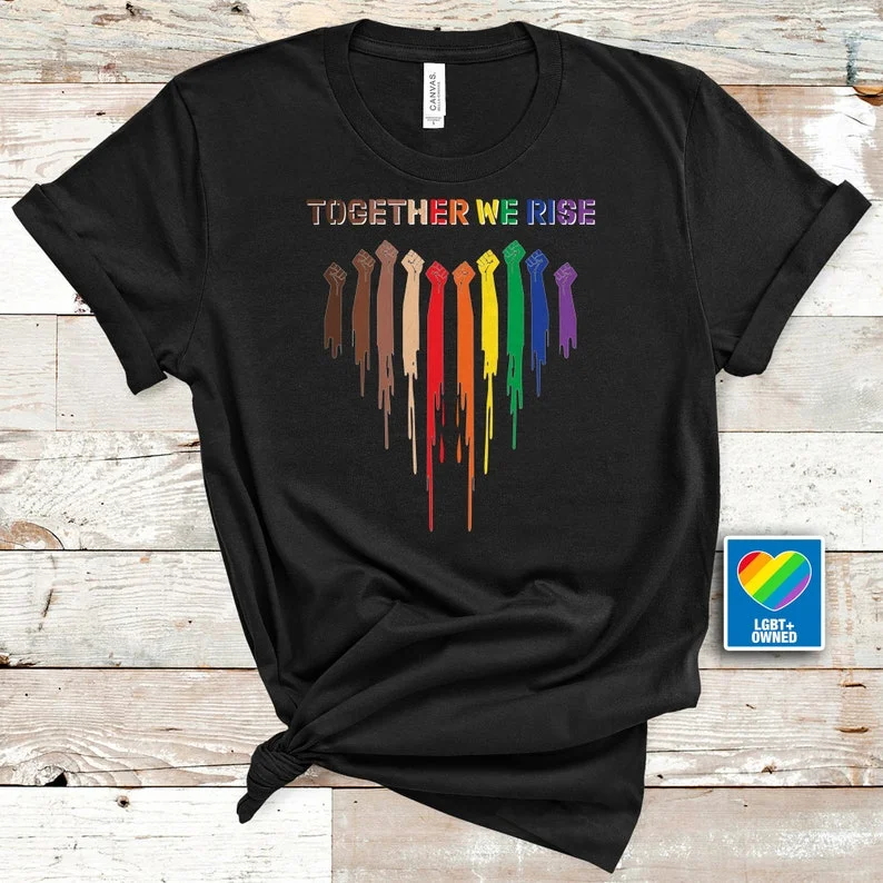 Graphic pride tees with retro pride parade graphics--Pride Shirt, Together We Rise Pride T Shirt, Gay Pride LGBTQ Shirt, LGBT Shirt, Women Gay Clothing Graphic pride tees with retro pride parade graphics--Pride Shirt, Together We Rise Pride T Shirt, Gay Pride LGBTQ Shirt, LGBT Shirt, Women Gay Clothing