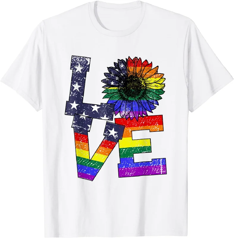 LGBT Pride Month Shirt, Love Sunflower Rainbow Gay Lesbian Flag T Shirt