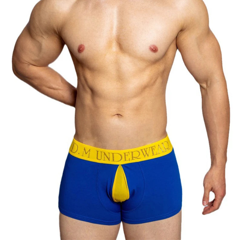 Men’s Color Clash Mesh Peephole Boxer Briefs