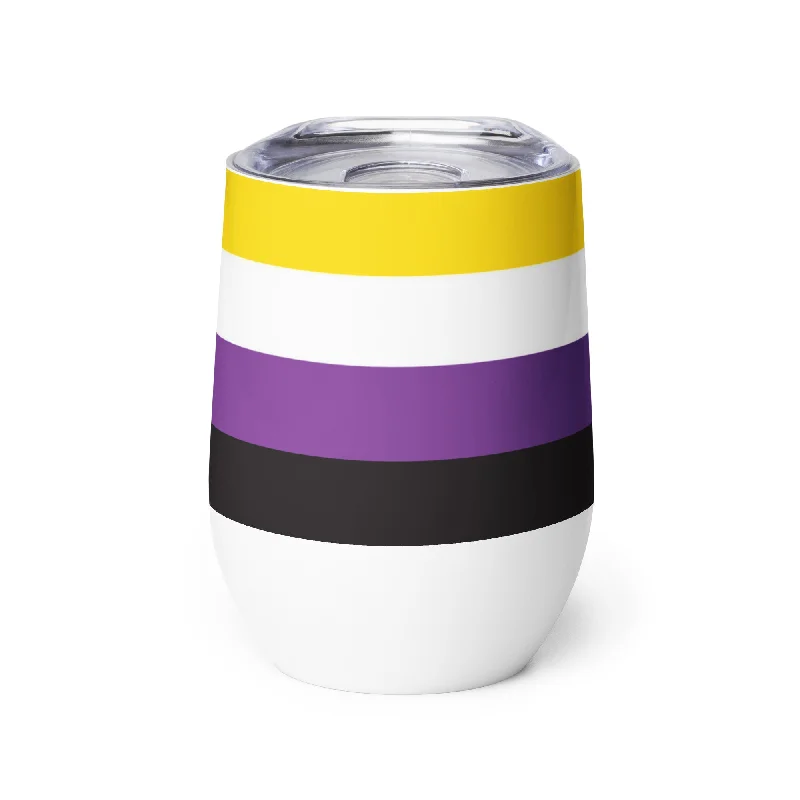 Nonbinary Enby Pride Flag Stainless Steel Wine Tumbler 12oz