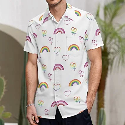 Lgbtq Hawaiian Shirt, Pride Month Rainbow Lgbt Print Summer Hawaiian Shirts Beach Shirts Gift Lgbtq Hawaiian Shirt, Pride Month Rainbow Lgbt Print Summer Hawaiian Shirts Beach Shirts Gift