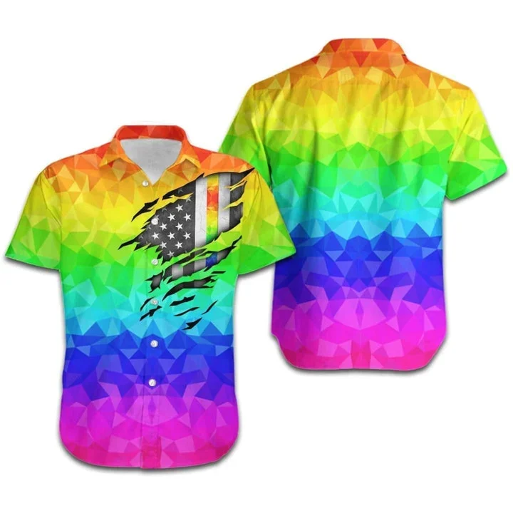 Beach Shirt Lgbt Pride Hawaiian Shirt Rainbow Polygonal American Flag Inside Hawaii, Pride Shirts Beach Shirt Lgbt Pride Hawaiian Shirt Rainbow Polygonal American Flag Inside Hawaii, Pride Shirts