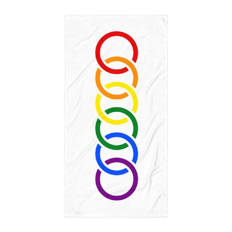 Gay Pride Rainbow Vertical Circles LGBTQ+ Beach Towel
