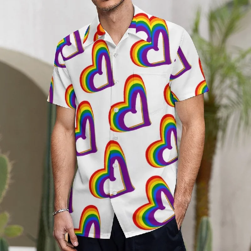 Affordable LGBTQ+ graphic tees with rainbow designs--Cute Lgbt Rainbow Flag Hearts Pattern Gay Pride Hawaiian Vintage Shirt Mens Button Down Tropical Hawaii Beach Shirts Affordable LGBTQ+ graphic tees with rainbow designs--Cute Lgbt Rainbow Flag Hearts Pattern Gay Pride Hawaiian Vintage Shirt Mens Button Down Tropical Hawaii Beach Shirts