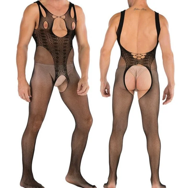 Hot Men's Crotchless Fishnet Bodystocking
