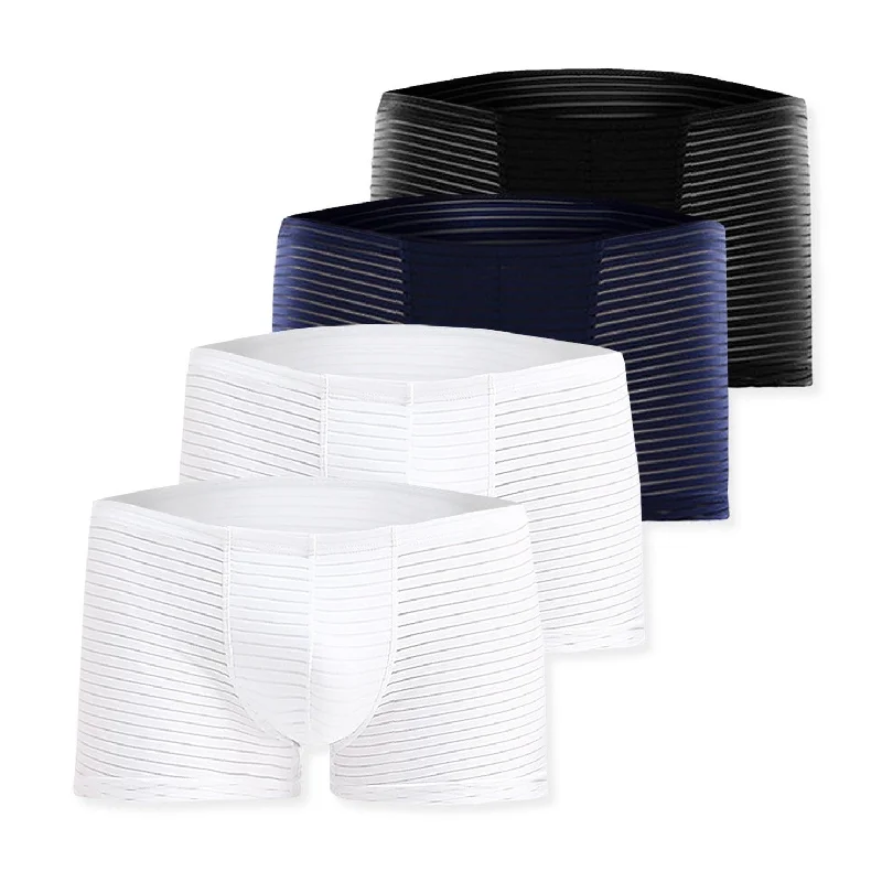 Men's Silky Sheer Striped Boxer Briefs 4-Pack