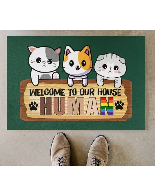 Human Doormat, Welcome To Our House Pride Mat, Lgbt Cat Lover Door Mat, Lesbian Gifts Human Doormat, Welcome To Our House Pride Mat, Lgbt Cat Lover Door Mat, Lesbian Gifts