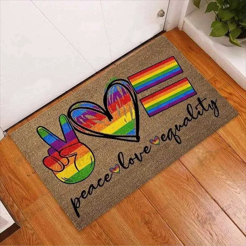 Lgbt Doormat Peace Love Equality Pride Doormat, Pride Mat For Gaymer, Couple Lesbian Gift Lgbt Doormat Peace Love Equality Pride Doormat, Pride Mat For Gaymer, Couple Lesbian Gift