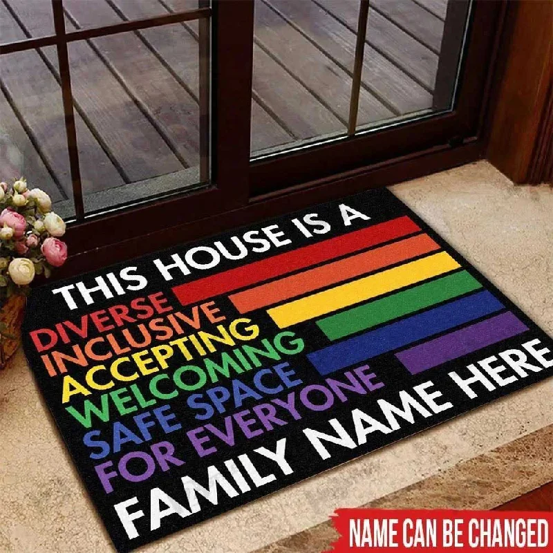 Personalized Lgbt Doormat This House Is A Safe Space For Everyone Doormat, Pride Doormat Couple Gaymer, Lesbian Couple Gift Personalized Lgbt Doormat This House Is A Safe Space For Everyone Doormat, Pride Doormat Couple Gaymer, Lesbian Couple Gift