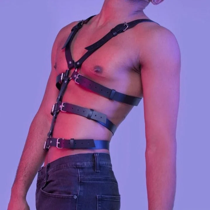 Mens Full Body Bondage Leather Harness