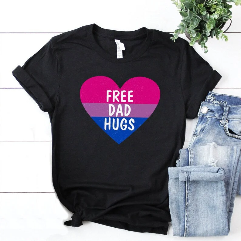 Graphic pride t-shirts with bold feminist slogans--LGBTQ Gift T-Shirt, Free Dad Hugs, Gay Pride Shirt, Lesbian Pride, LGBT Awareness, LGBT Dad Graphic pride t-shirts with bold feminist slogans--LGBTQ Gift T-Shirt, Free Dad Hugs, Gay Pride Shirt, Lesbian Pride, LGBT Awareness, LGBT Dad