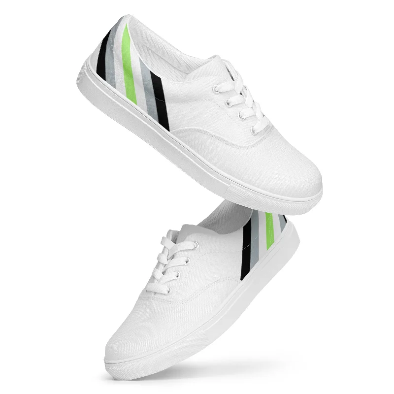Agender Diagonal Flag Colors LGBTQ+ Men Sizes Lace-up Canvas Shoes
