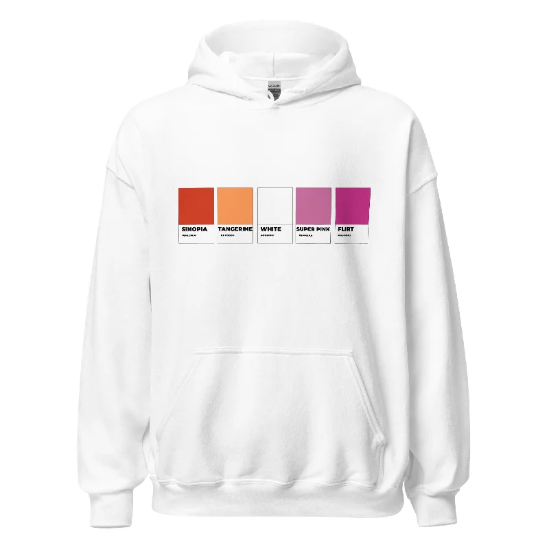 Hoodies with subtle rainbow accents for daily wear--Lesbian Colors Swatch Unisex Hoodie Hoodies with subtle rainbow accents for daily wear--Lesbian Colors Swatch Unisex Hoodie