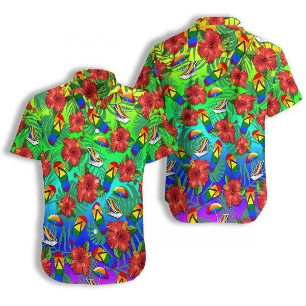 Lgbt Flower Colorful Hawaiian Shirt, Gay Hawaiian Shirts, Flower Hawaiian Shirt For Lesbian Lgbt Flower Colorful Hawaiian Shirt, Gay Hawaiian Shirts, Flower Hawaiian Shirt For Lesbian