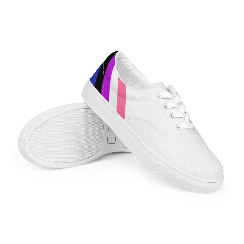 Genderfluid Diagonal Flag Colors LGBTQ+ Lace-up Canvas Shoes Women Sizes