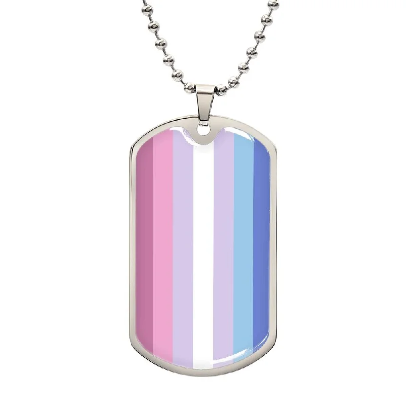 Bigender Pride Military Dog Tag Necklace