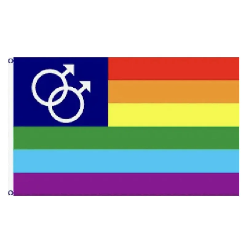 LGBTQ Pride Flag 3x5 - USA American Same Sex Male Mars Symbol