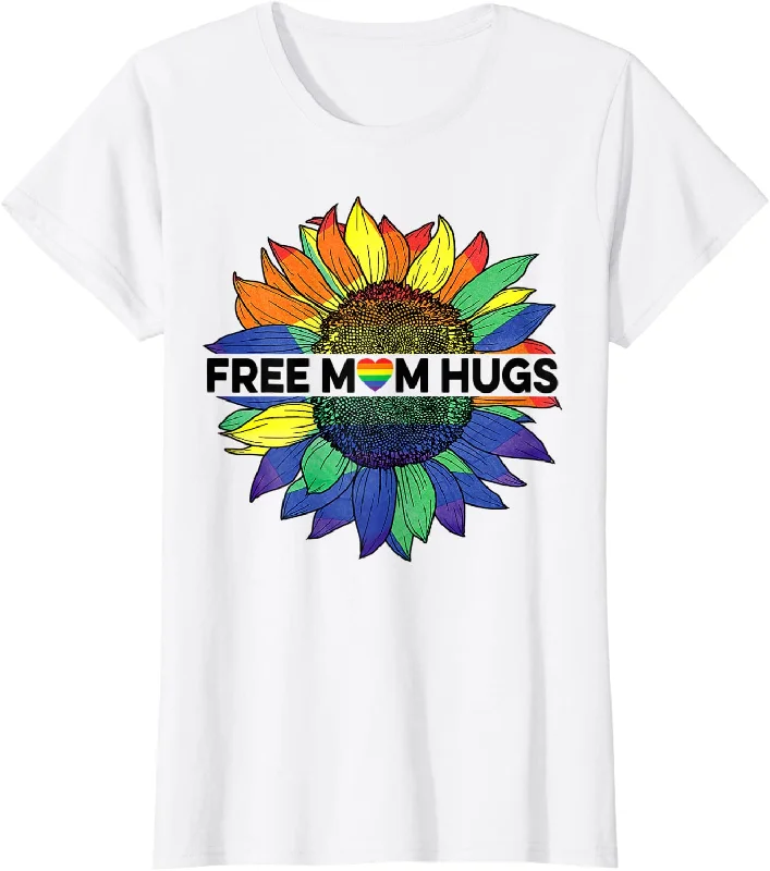 Free Mom Hugs Sunflower Lesbian Mom Shirt, LGBT Mothers Day T Shirt, Gift To Lesbian Mom