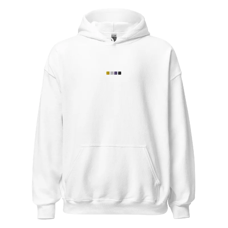 Lightweight hoodies for summer pride parades--Non-Binary Squares Embroidered Unisex Hoodie Lightweight hoodies for summer pride parades--Non-Binary Squares Embroidered Unisex Hoodie