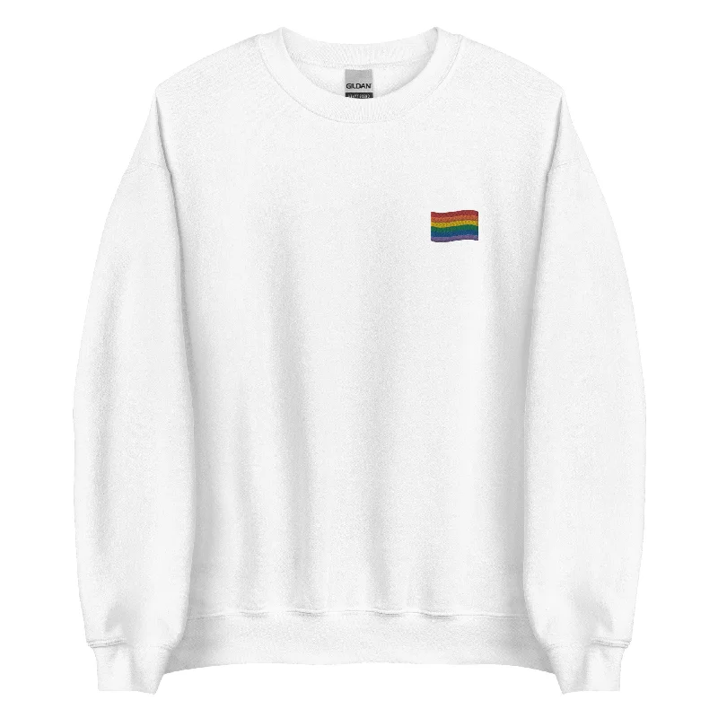 Best pride hoodies for LGBTQ+ activists--Rainbow Flag Embroidered Unisex Sweatshirt