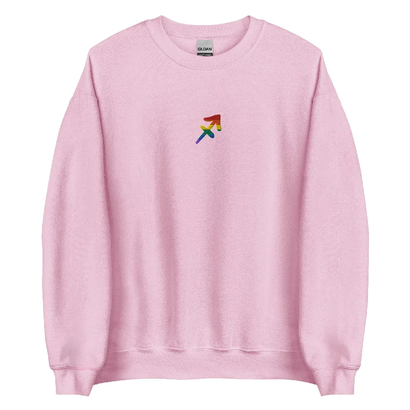 Comfortable hoodies for pride festival attendees--Sagittarius Rainbow Embroidered Unisex Sweatshirt Comfortable hoodies for pride festival attendees--Sagittarius Rainbow Embroidered Unisex Sweatshirt