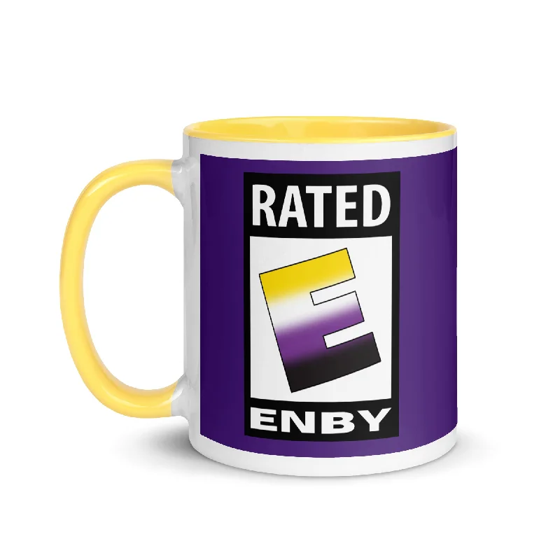 Nonbinary Enby Pride Ceramic Coffee Tea Mug - Rated E For Enby